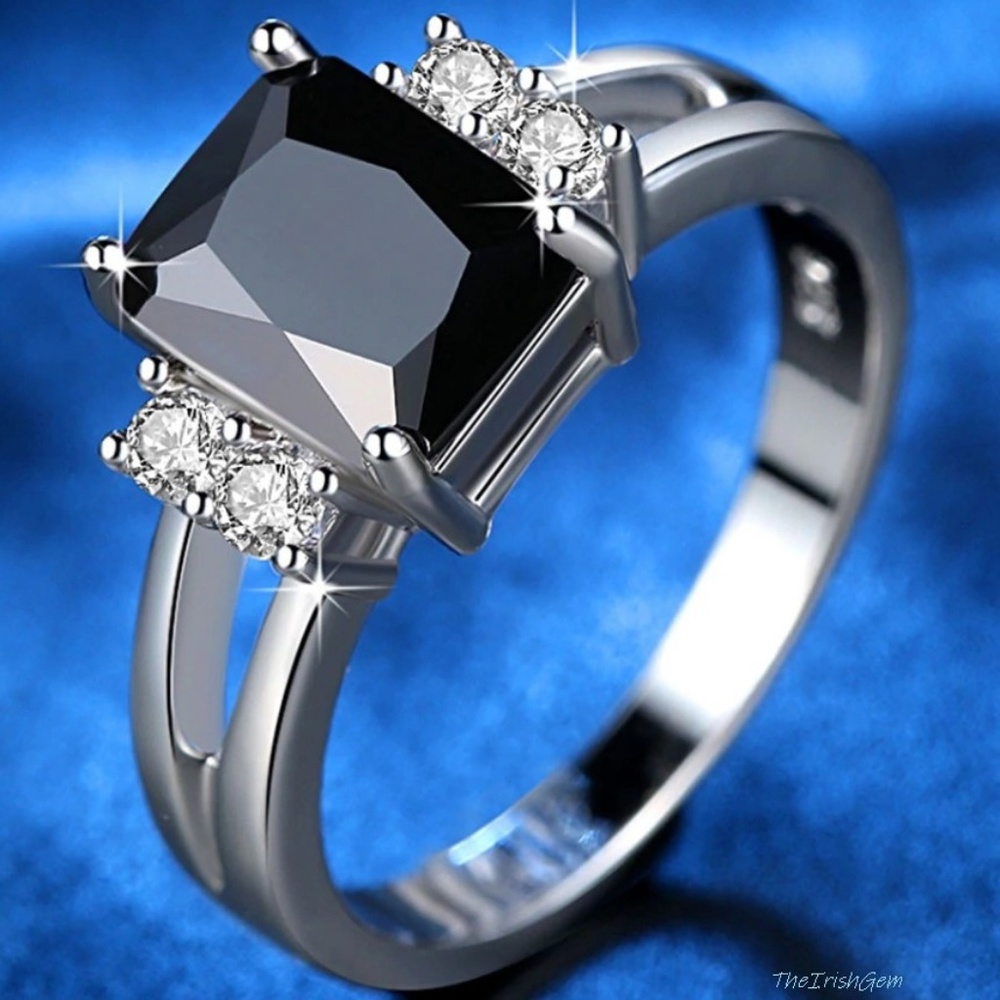 Princess Cut Black Onyx Ring
